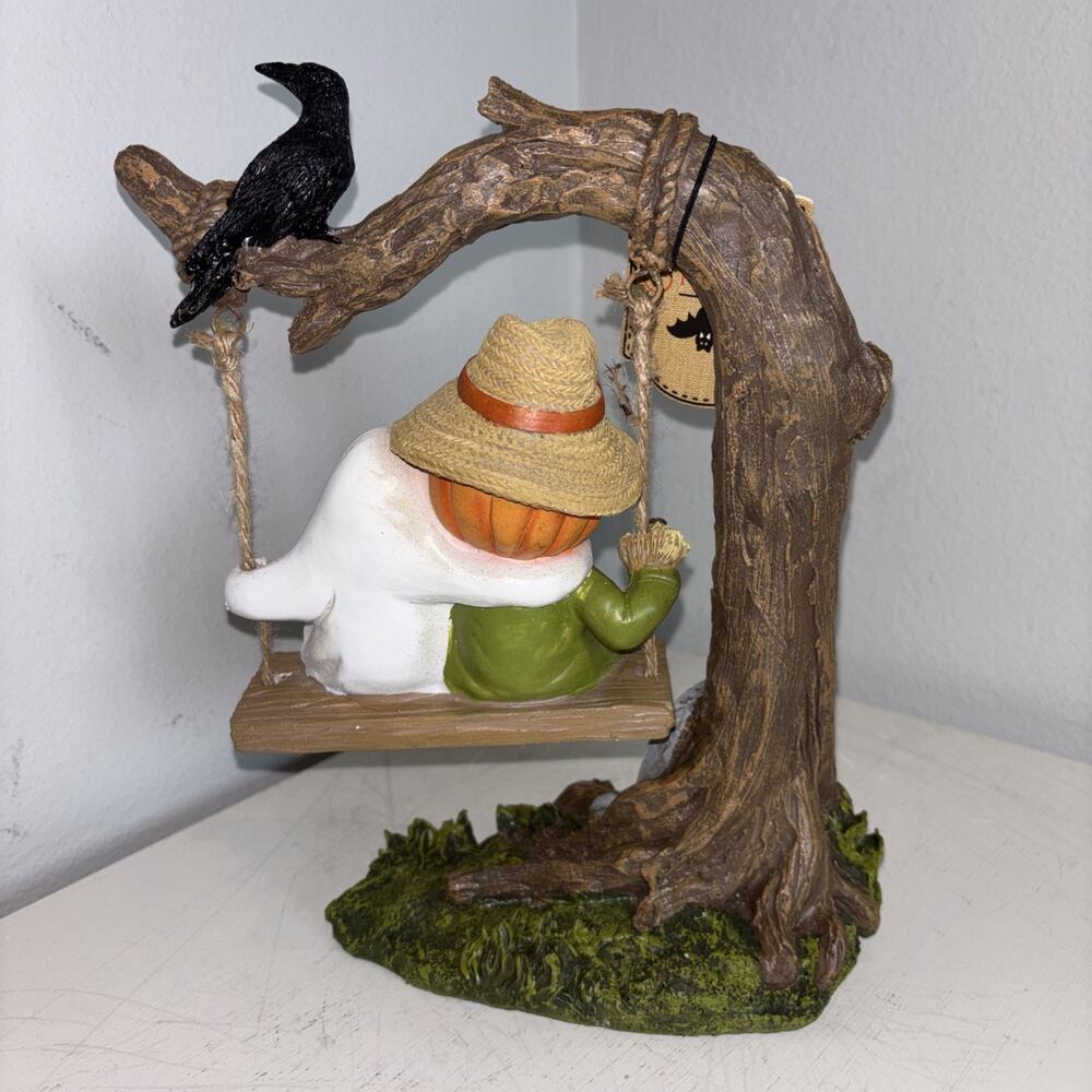 Sweet Street Pumpkin Head Scarecrow & Ghost Swinging Halloween Viral TikTok NEW - Picture 5 of 5